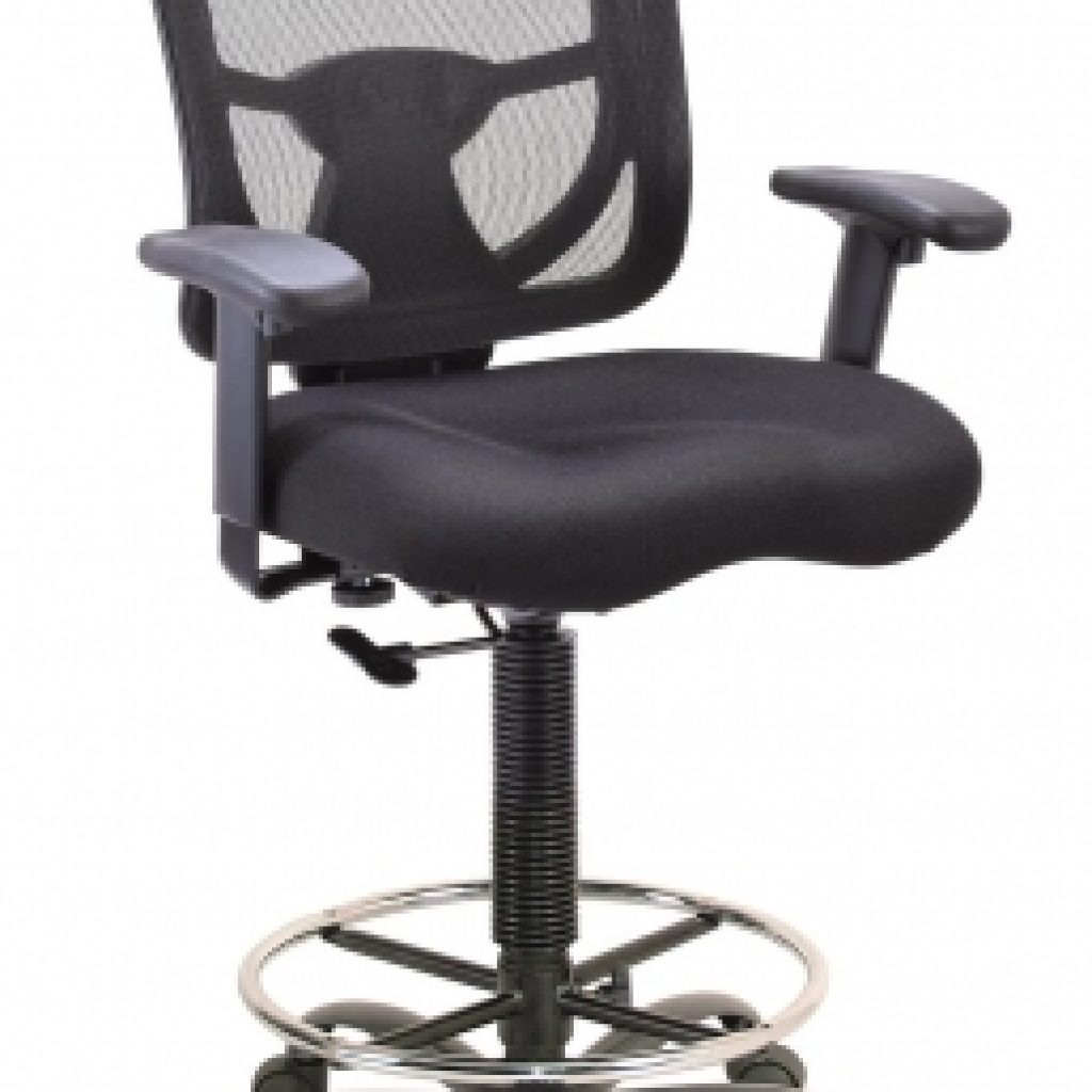Mesh back stool with arms and footring