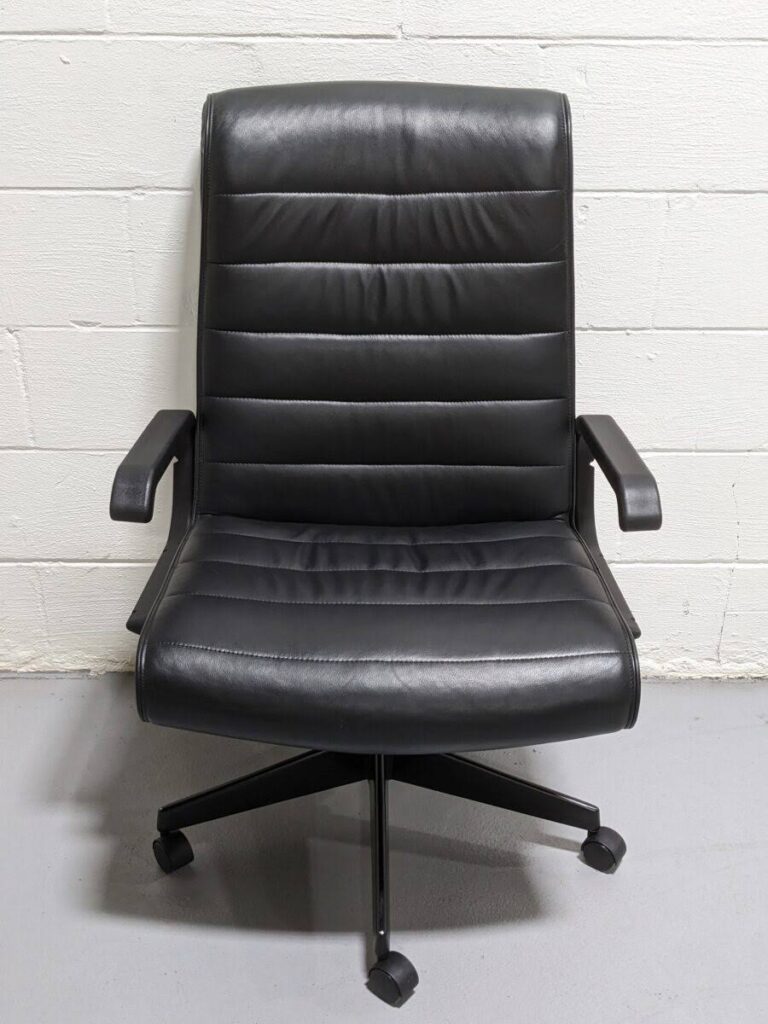 Knoll Sapper black leather executive high back.