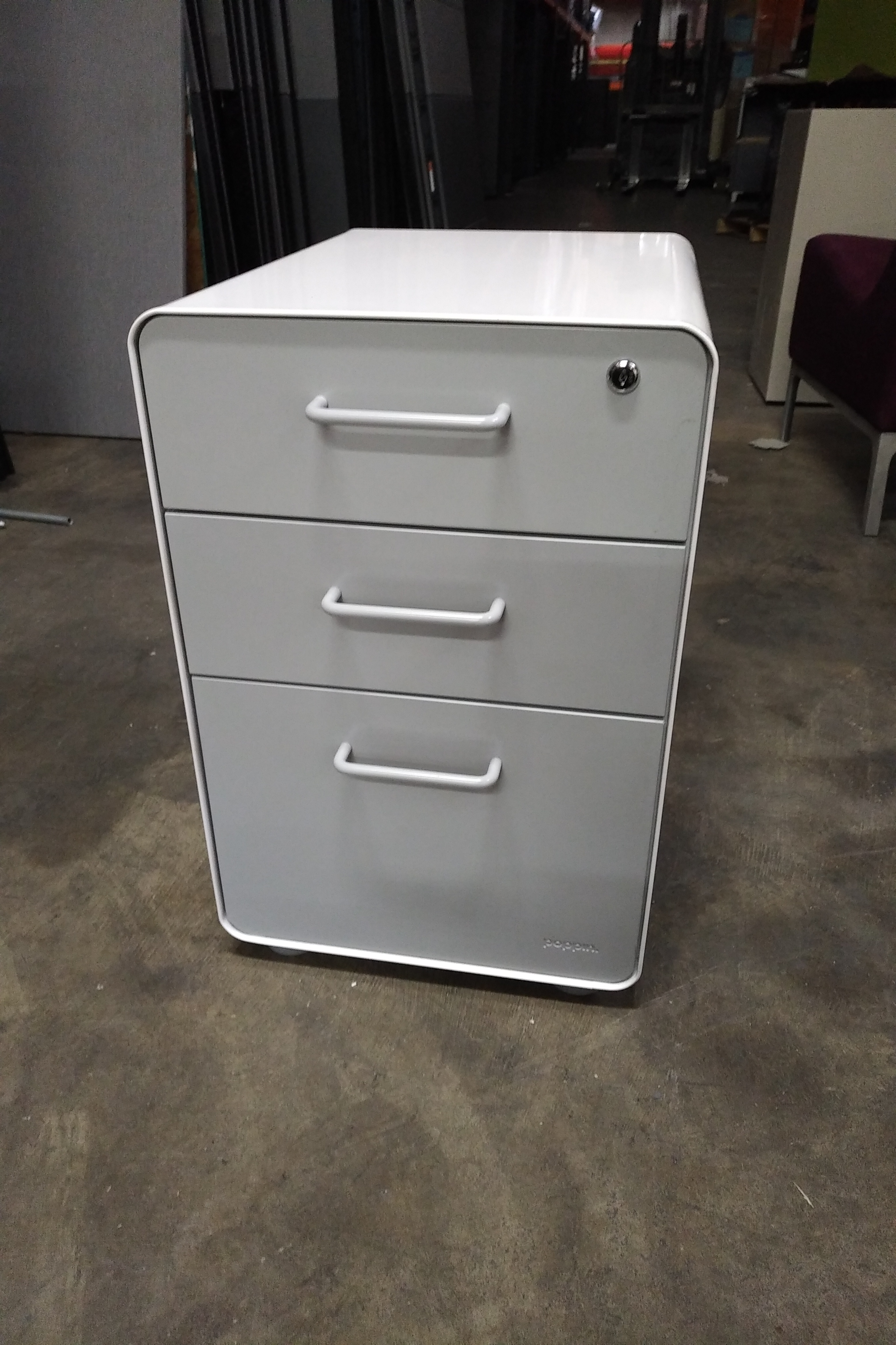 Poppin Mobile Box Box File Pedestals In Grey White Office Furniture Chicago New Used Refurbished