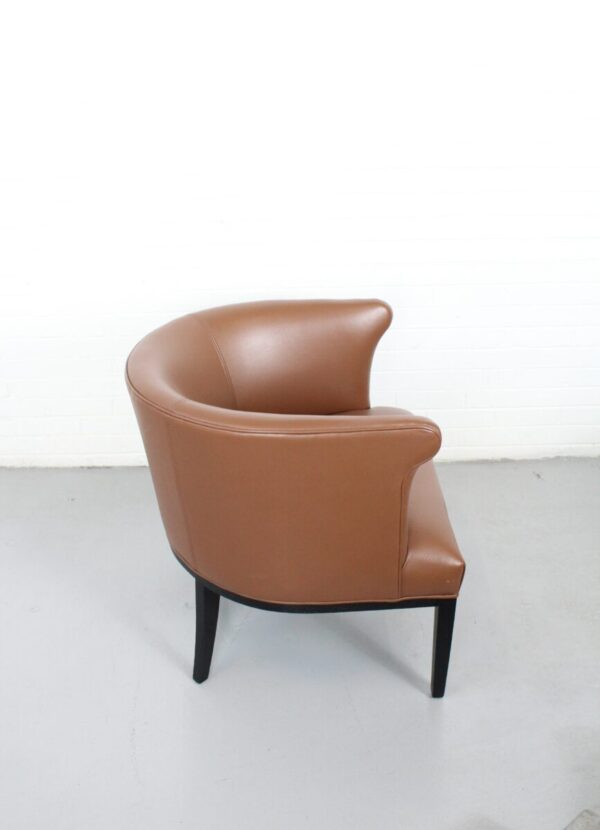 Barrel Chair Brown Leather - Used - Image 3