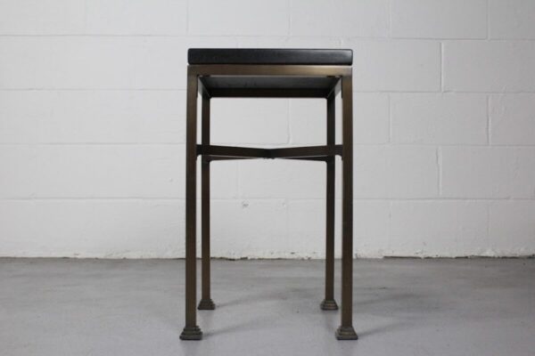Modern Industrial Metal and Black Granite End Table - Used - Image 3