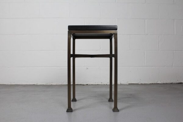 Modern Industrial Metal and Black Granite End Table - Used - Image 4
