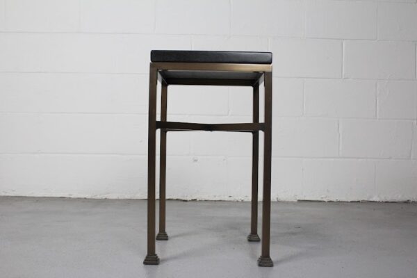 Modern Industrial Metal and Black Granite End Table - Used - Image 6