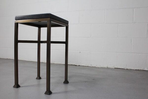 Modern Industrial Metal and Black Granite End Table - Used