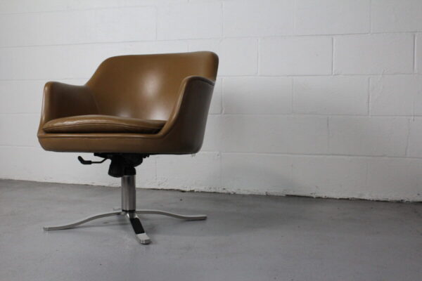1960s Leather Swivel Desk Chair by Nicos Zographos - Used