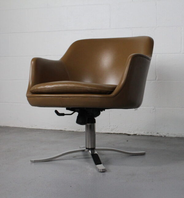 1960s Leather Swivel Desk Chair by Nicos Zographos - Used