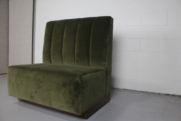 Modern Green Velvet Channel-Tufted Banquette Booth - Used - Image 6